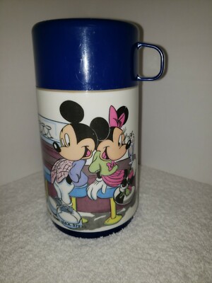 Vintage Walt Disney Mickey Mouse Minnie Mouse Blue Cup Thermos