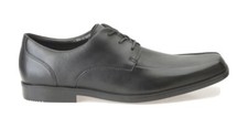 Image of Clarks Size 4 Boys Black Leather (HOXTON CHAP) School Shoes, H Fitting.