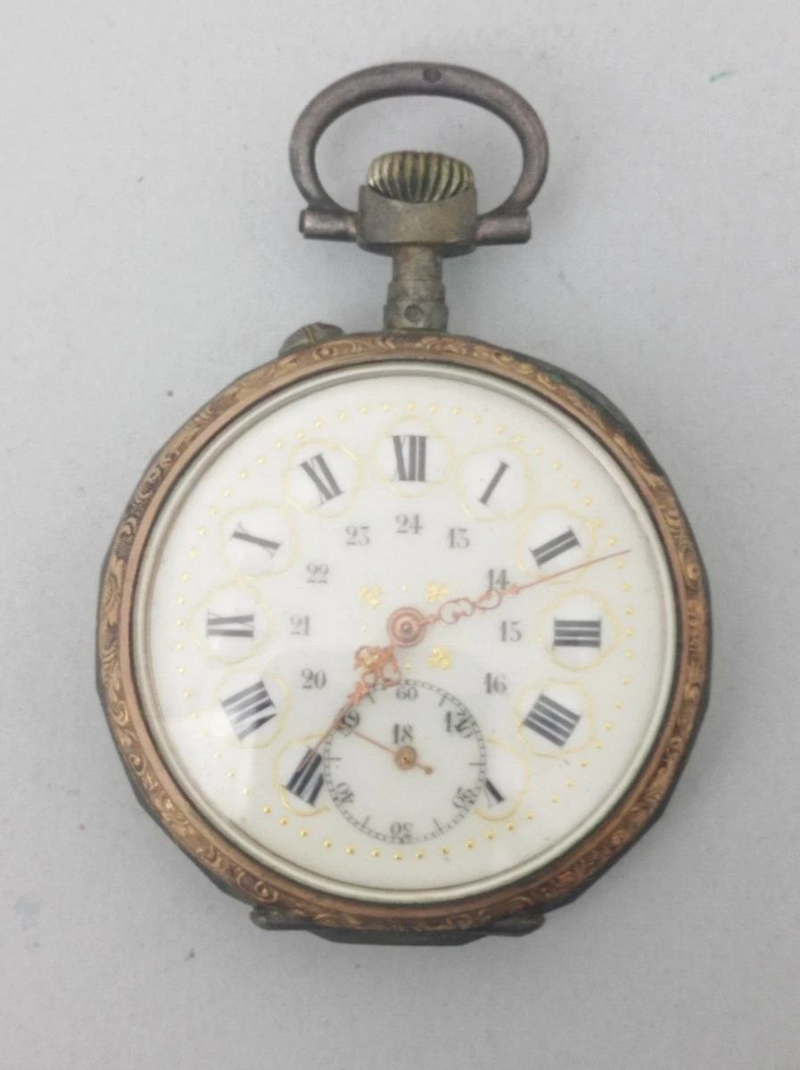 Antique Pocket Watch Cylinder Movement HP Silver Gold Plated EXC