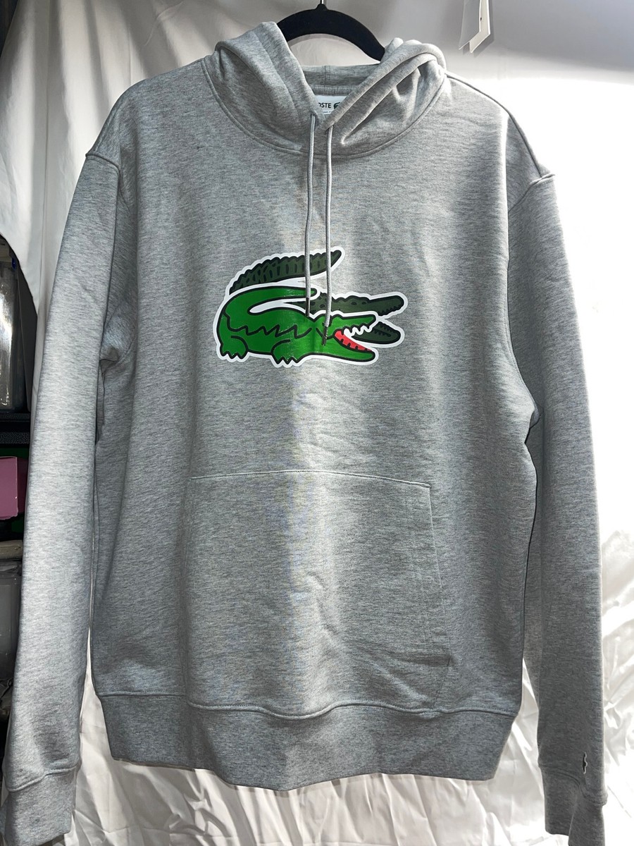 新品　LACOSTE グレー トレーナー US L 日本サイズXL Lacoste Grey Hoodie Size 6-XL Big Logo Print New | eBay