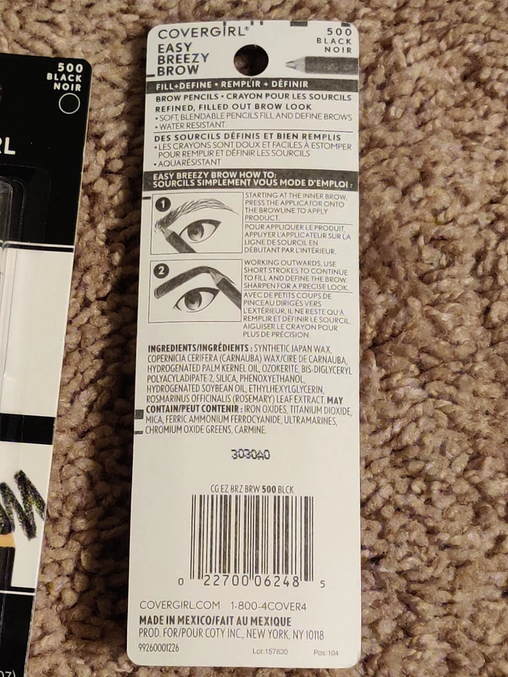 Lote de 5 paquetes - Covergirl Easy Breezy Brow Fill + Define, lápiz (500 negro) Foto 2 de 2