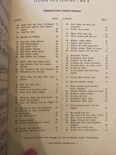Janz-Team Lieder Des Lebens Nr 2 German Song Book 1959 Hymns Deutsch 62 Vtg - Picture 3 of 8
