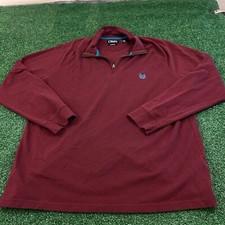 Chaps Sweater Mens Extra Large Maroon Pullover Sweatshirt Stretch Golf Casual