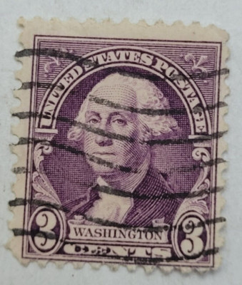 アメリカジョージ・ワシントン3セント使用済切手パープル／バイオレット VINTAGE ~ U.S. Postage Stamp ~ George Washington ~ Three