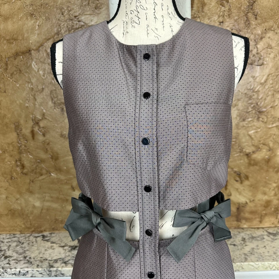 3.1 Phillip Lim Sheath Dress Women 6 Button Front Bow Belt Chic Cutout Taupe - Image 2 of 4