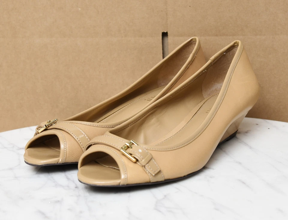 LAUREN Ralph Lauren MADISON верблюд на танкетке пряжка низкий каблук заглянуть носок слипоны размер 8