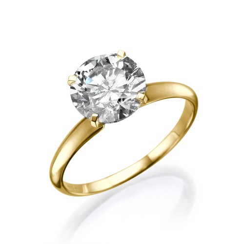 Solitaire 18K White Gold Round Cut Diamond Engagement Ring 1.00 CT F/SI2-I1 - Picture 3 of 4
