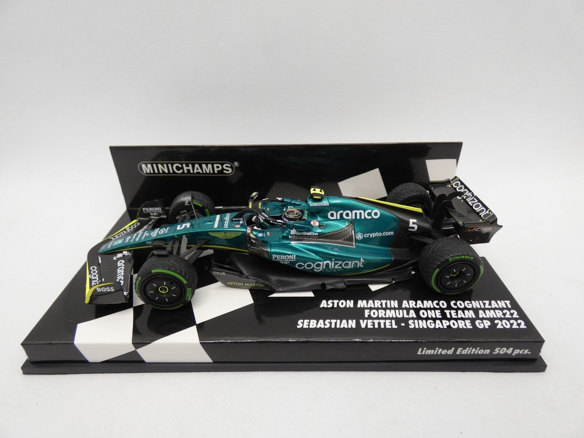 Miniature F1 Minichamps 1/43 - Aston Martin AMR22 Sebastian Vettel #5 - GP Singapour 2022