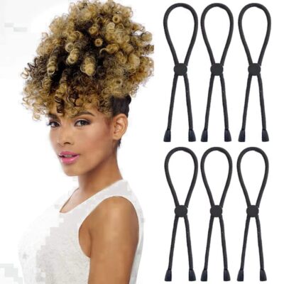 6 Count Afro Puff Adjustable Hair Ties for Thick Curly Hair Buns Soft Headband