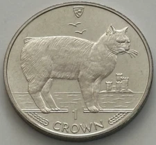 1988 Isle of Man Manx Cat 1 Crown Coin Brilliant Uncirculated Condition