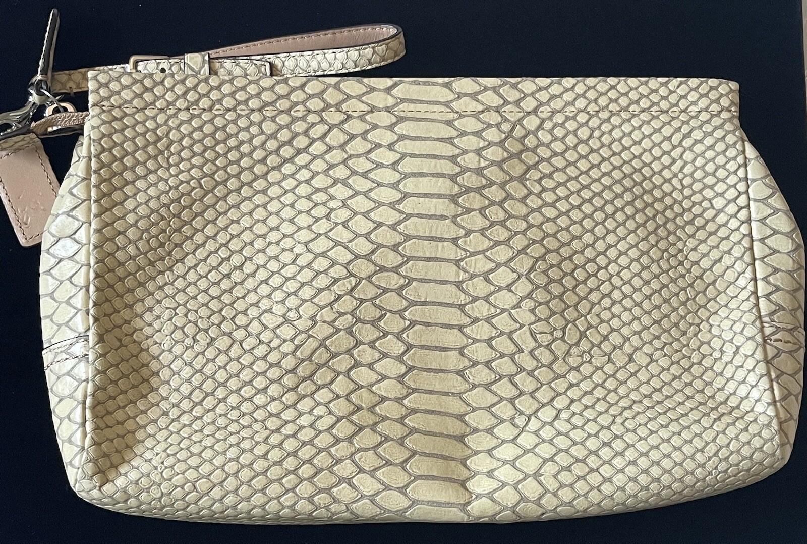 COACH Beige Leather Python Stamped Medium Clutch … - image 9