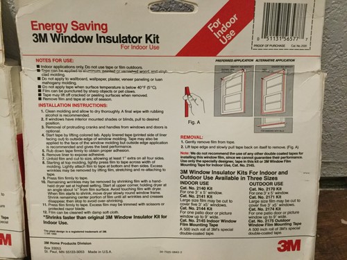 NEW (2) 3M Indoor Window Insulator Kit for 2 Windows 3'x5' + (1) Patio Door - Picture 5 of 6