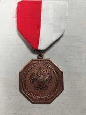 Boy Scout Contest Medal Copper red and white ribbon modern emblem