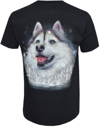 Camiseta Husky Dogs Huskies Siberianos Perro sobre Bosque de Nieve Brillo en la Oscuridad por Wild - Imagen 3 de 5