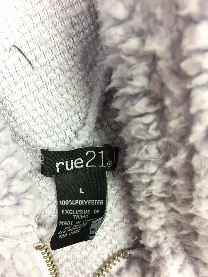 Rue 21 Sherpa 连帽衫女式大号紫色套衫柔软 — 第 4/4 张图片