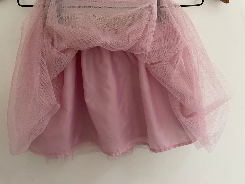 Saia infantil feminina rosa malha forrada dourada glitter faixa puxar 100% poliéster P 5/6 - Imagem 4 de 4