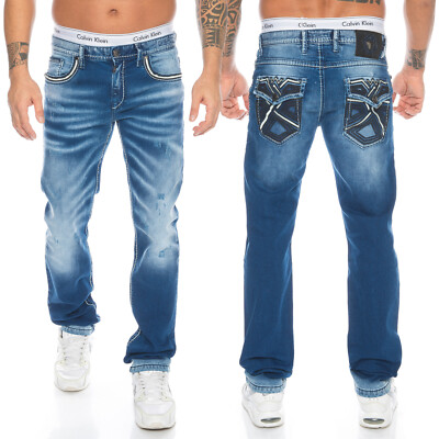 Cipo & Baxx Jeans Herren Regular Fit Freizeit Stretch Hose 485 Blau Style Pants