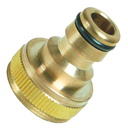 BRASS 3/4" THREADED TAP CONNECTOR- FITS HOZELOCK 1/2" SNAP FITTINGS GARDEN HOSE - Picture 3 of 3