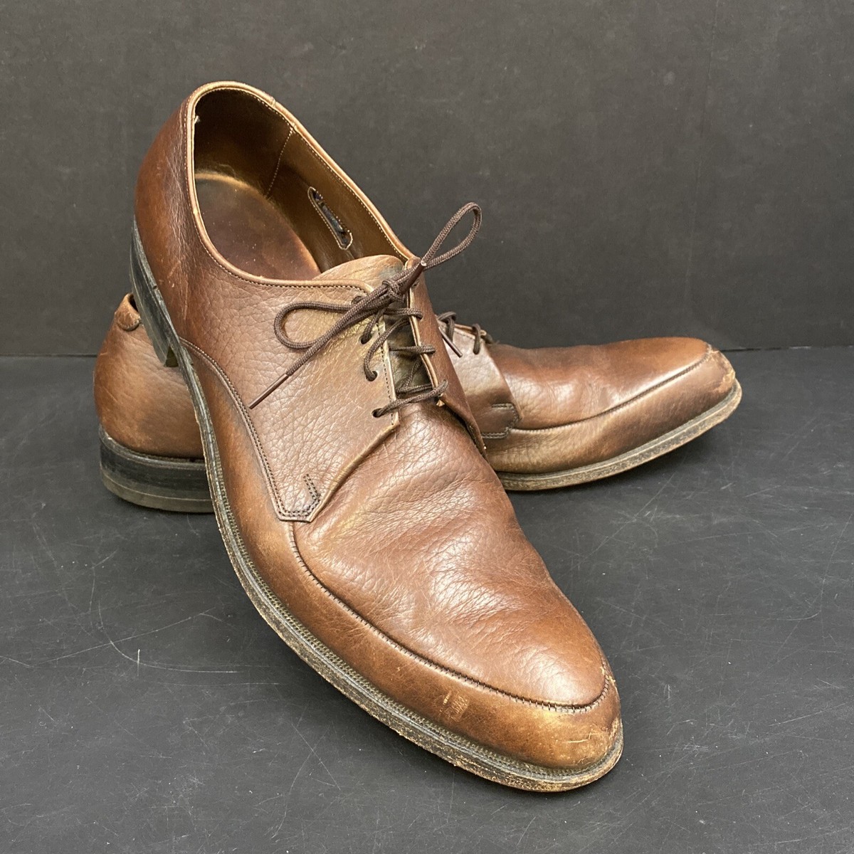 Allen Edmonds Brown Leather Derby Shoes with Dark Contrast Laces ALLEN EDMONDS Shoes Men 9 Brown Cognac Leather Derby Dress  main image 3