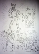 Airmale #1 MATT HEBB Original Hand Drawn Comic Page Ogopogo Press 12X17