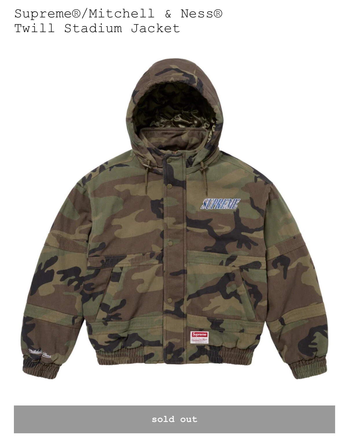Veste de stade en sergé Supreme®/Mitchell & Ness®   Petite   à la main