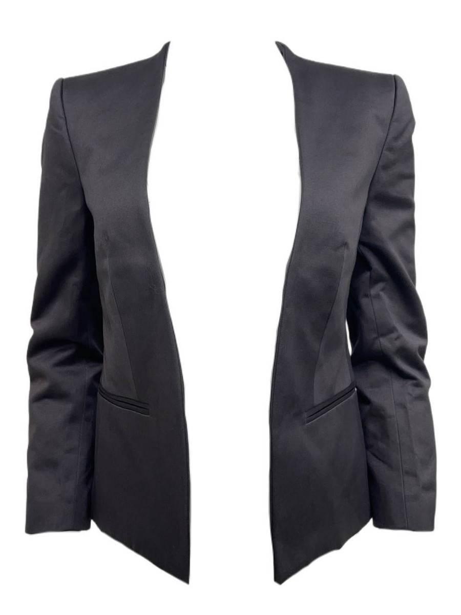 BLK DNM Women's Grey Cotton Open Front Blazer 21 #WBC6201 BLK DNM Women's Grey Cotton Open Front Blazer 21 #WBC6201