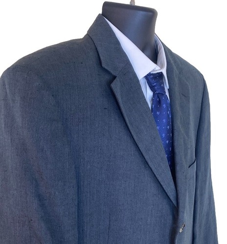 Hugo Boss Barneys Sport Coat Mens 46L Gray 3 Button 100% Linen Made in Germany - Picture 7 of 14
