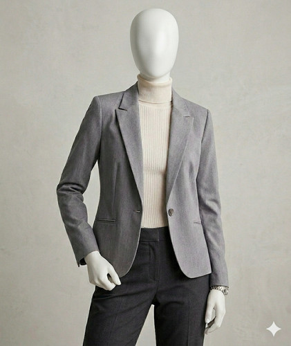 Express Blazer Jacket Women 8 Light Gray Single Button Suit Career Work Worn 1x