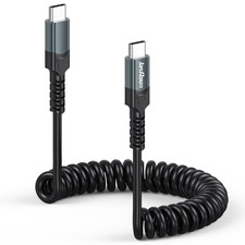 USB C to C Coiled Cable 6ft, 60W Fast Charging Short Type-C 6 Feet