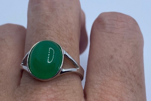 Anillo de jade nefrita verde afortunado vintage - Imagen 1 de 5