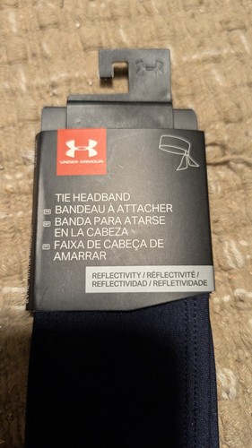 Under Armour UA Tie Headband Navy Unisex Reflective NEW - Picture 2 of 3