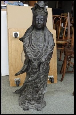 Buddha Guanyin Bronze Statue Large 36.6 inch Antique Japanese Buddhism Sculpture