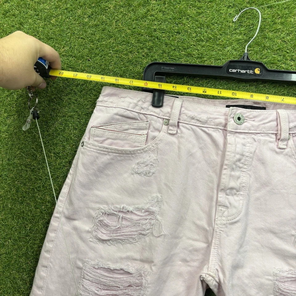 Cult Of Individuality 短款男式 38 粉色反叛短裤弹力牛仔布仿旧 — 第 4/4 张图片