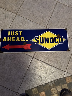 #ad #ad Antique style porcelain look Sunoco Service dealer service gas station sign $120.00