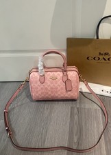 Roan Satchel Bag Signature Canvas Powder Pink CV961 Outlet NEW