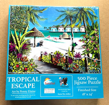 SunsOut 500 Piece Puzzle TROPICAL ESCAPE Beach Sand Palm Trees New  Sealed