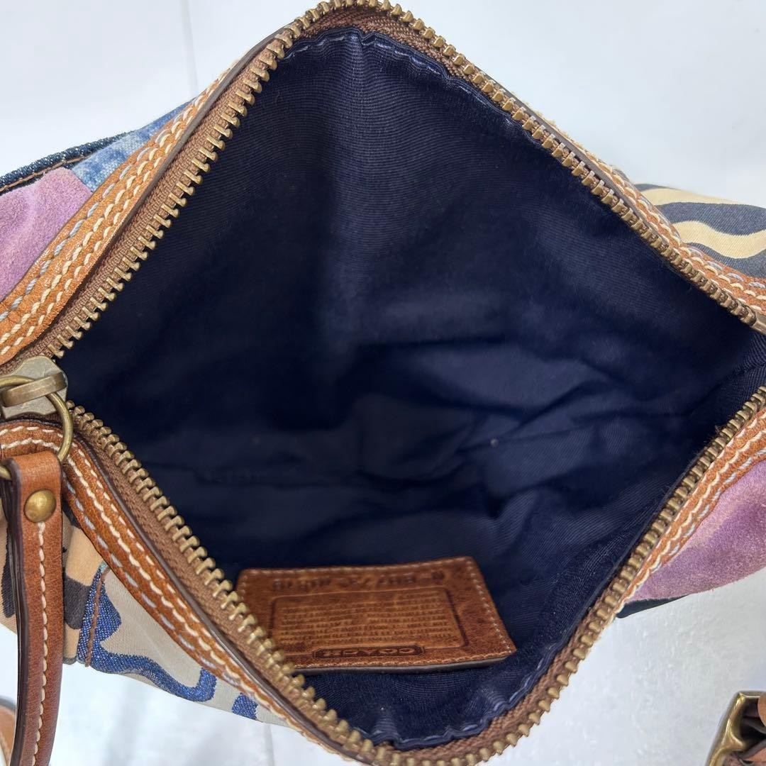 Coach Mini Shoulder Bag Denim Patchwork Cotton Le… - image 7