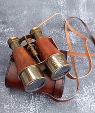 Handmade Brass Binoculars with Leather Cover   Antique Finish Nautical Gift