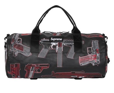 Supreme Duffle Bag Black Guns Embroidered Leather