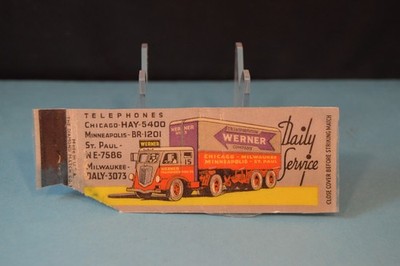 WERNER Transportation Company MATCHCOVER Chicago ETC. matchbook match book TRUCK