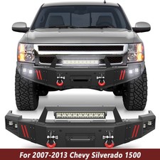 For 2007-2013 Chevy Silverado 1500 Steel Front Bumper With Winch Plate Led Light