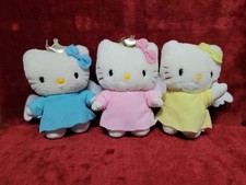 Rare Vintage Hello  Kitty  3 ANGELS 7" Plush Dolls VG Cond. Blue Pink Yellow