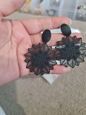 Earings Fashion Women Girls Jewelry Partywear boho black floral filigre earrings
