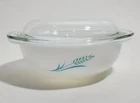 Vtg Pyrex 023 White Casserole Turquoise Blue Wheat 1.5 Quart Dish 683-C Lid USA