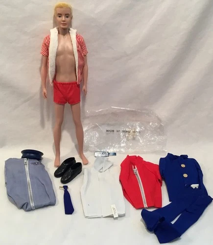 Mattel Ken Doll 1960s Painted BlondeHair 1964-68 Swim  Vtg Many Sets of Clothes