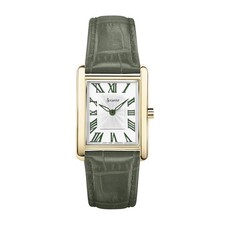 Accurist Rectangle 26mm Womens Rectangular Gold Analogue Watch with Green Strap