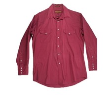 Vintage Sheplers Men's Button-Down Western Shirt in Maroon Pearl Snaps Size XL