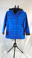 Columbia Boys Hooded Full Zip Ski Jacket Blue Plaid Polyester Shell Size M
