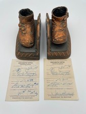 RARE 1948 Bronzed Baby Shoes Bookends with ORIGINAL Horwitz Jewelry Receipts