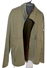 Swiss Tech Softshell Jacket Mens XL Olive Full Zip Pockets Mock Neck